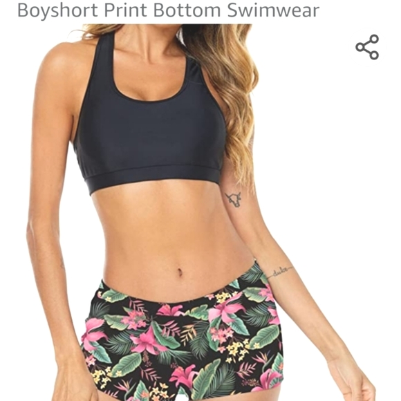 WENLY ZENG 2PC SWEATSUIT BLACK CROP TOP FLORAL PRINT  BOTTOM SIZE SMALL - Picture 2 of 13